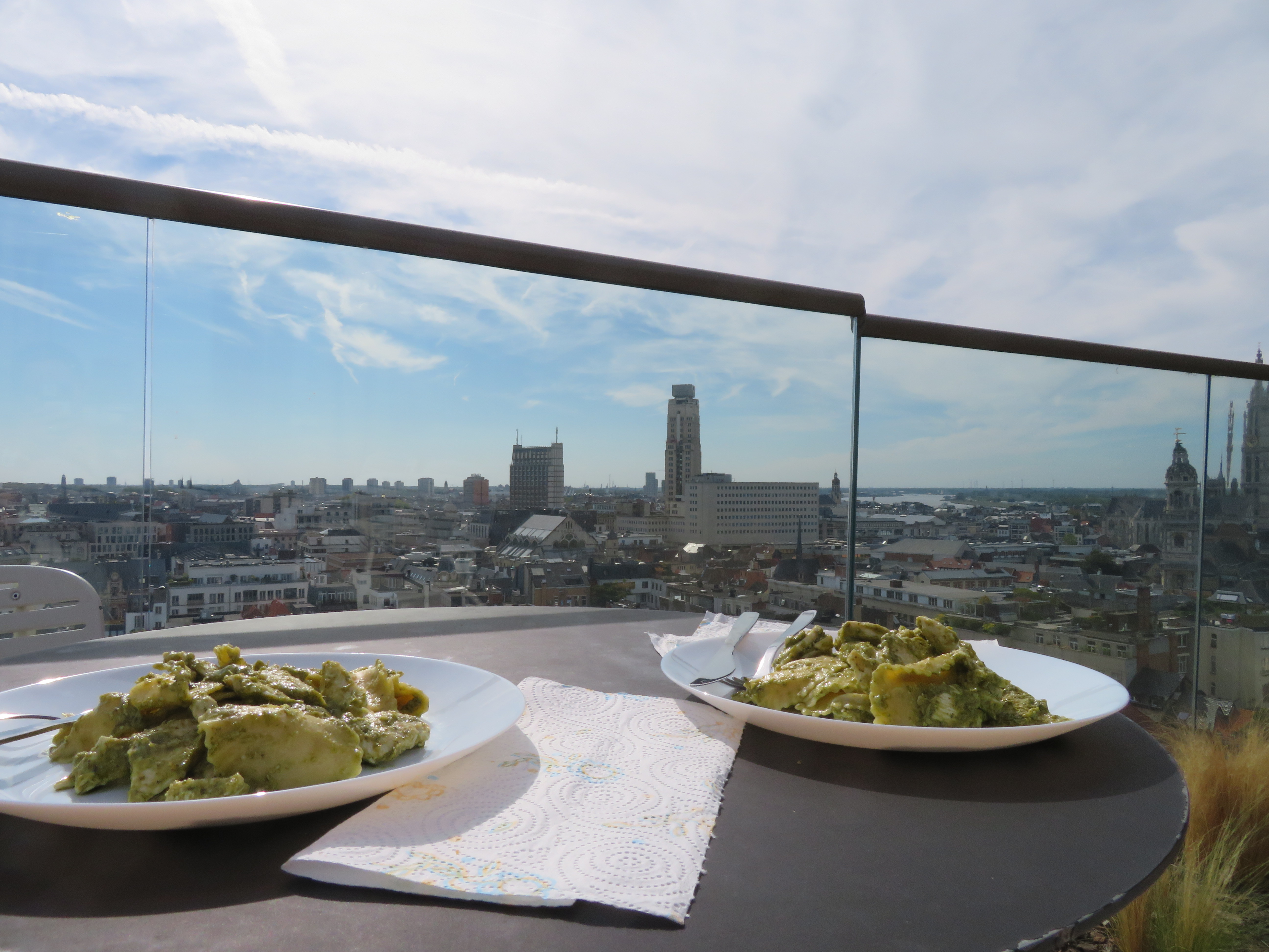 Sunny rooftop lunch
